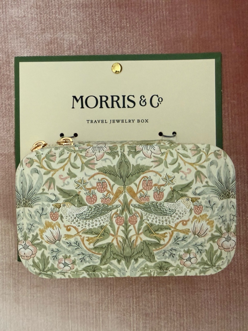 🍓Morris & Co. Travel Jewelry Box - William Morris Strawberry Thief Print  NWT